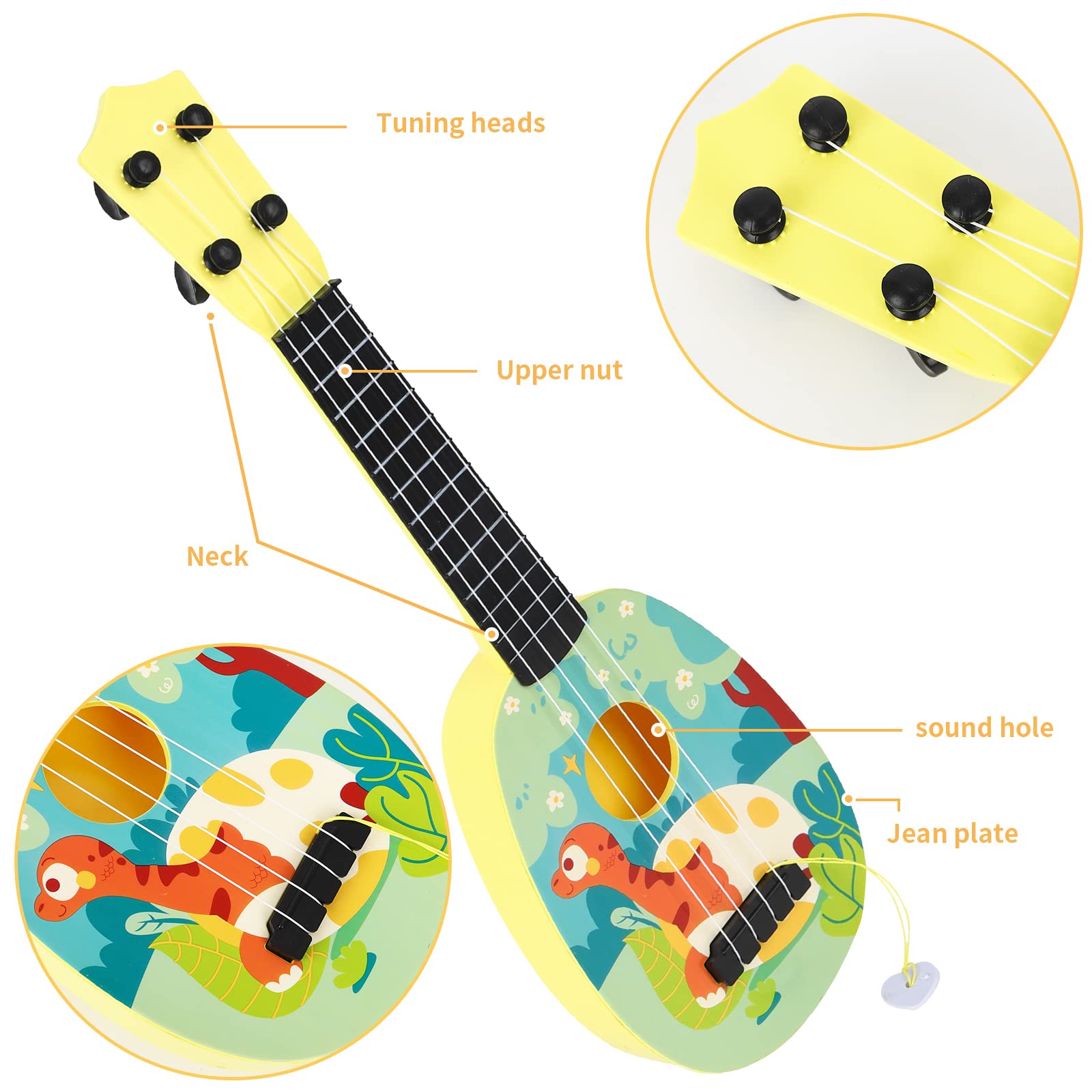 43 CM Guitare ukulélé, Enfants Ukulélé Guitare Jouet, Guitare pour Enfants avec 4 Cordes Réglables, Mini-Guitare et Médiators pour Améliorer Le Jeu éducatif Précoce