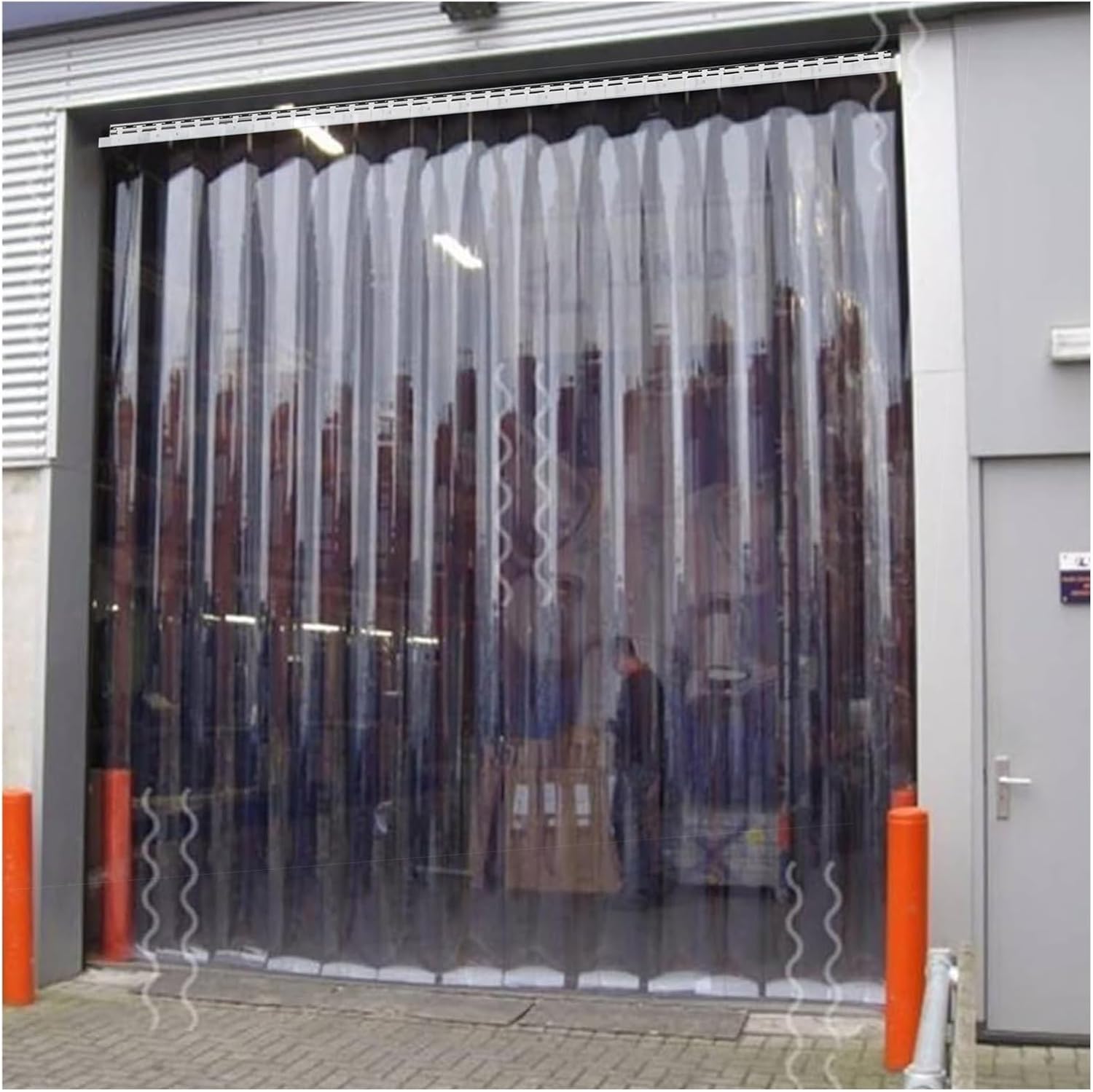 PVC Strip Curtain 2mm Thick with Hanging Rail & Hardware - Vinyl Privacy Curtain for Cold Rooms, Catering, and Food Service - Size 1.35x2.5m (53.14x98.43in),Clear,1.35x2.5m(53.14x98.43in)