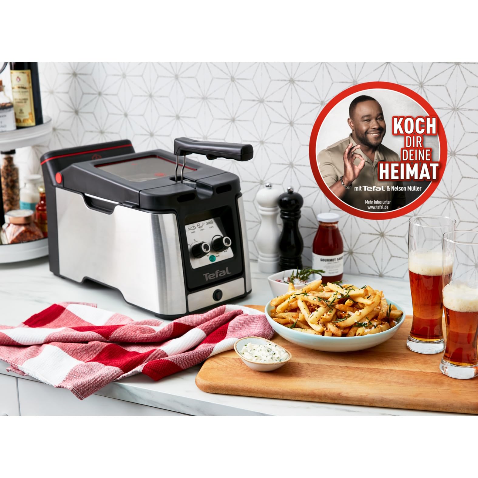 Tefal Clear Duo Fritteuse, frittieren mit weniger Rauch/Gerüchen, Kapazität 1,2 Kg, Thermostat, Timer, großes Sichtfenster ohne Beschlagen, spülmaschinenfest, schwarz, Edelstahl, Friteuse FR600D