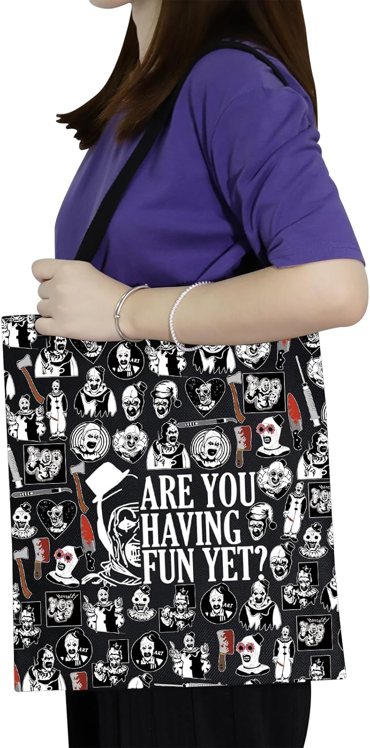 TSOTMO Clown Merch Killer Tote Bag Gift for Horror Movie Lovers Clown Fans Gift Spooky Killers (FUN YET) - Image 4