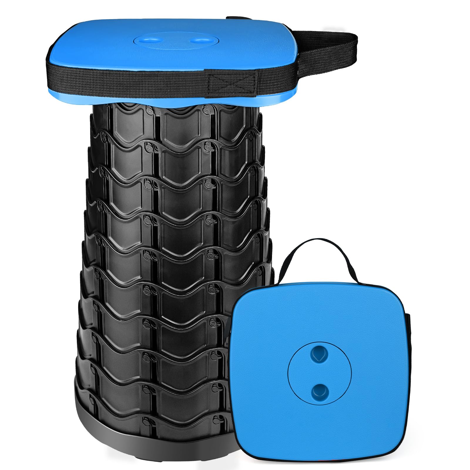 Outward Gear Upgraded Collapsible Stool Heavy Duty 550lbs Load Capacity Portable Foldable Sturdy Telescopic Stool for Camping Travel Hiking (Blue)