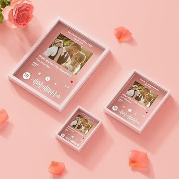 Personalized Spotify Plaque with Free White Frame - Spotify Picture Frame Custom Acrylic Song Plaque - Music Picture Frame Customized Gifts for Boyfriend Girlfriend Couples Family