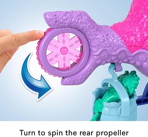 Miniatura 3 de Fisher-Price Imaginext DreamWorks Trolls - Juego de juguetes musicales, luces y sonidos, casa de árbol arcoíris con figura de amapola y 7 piezas de