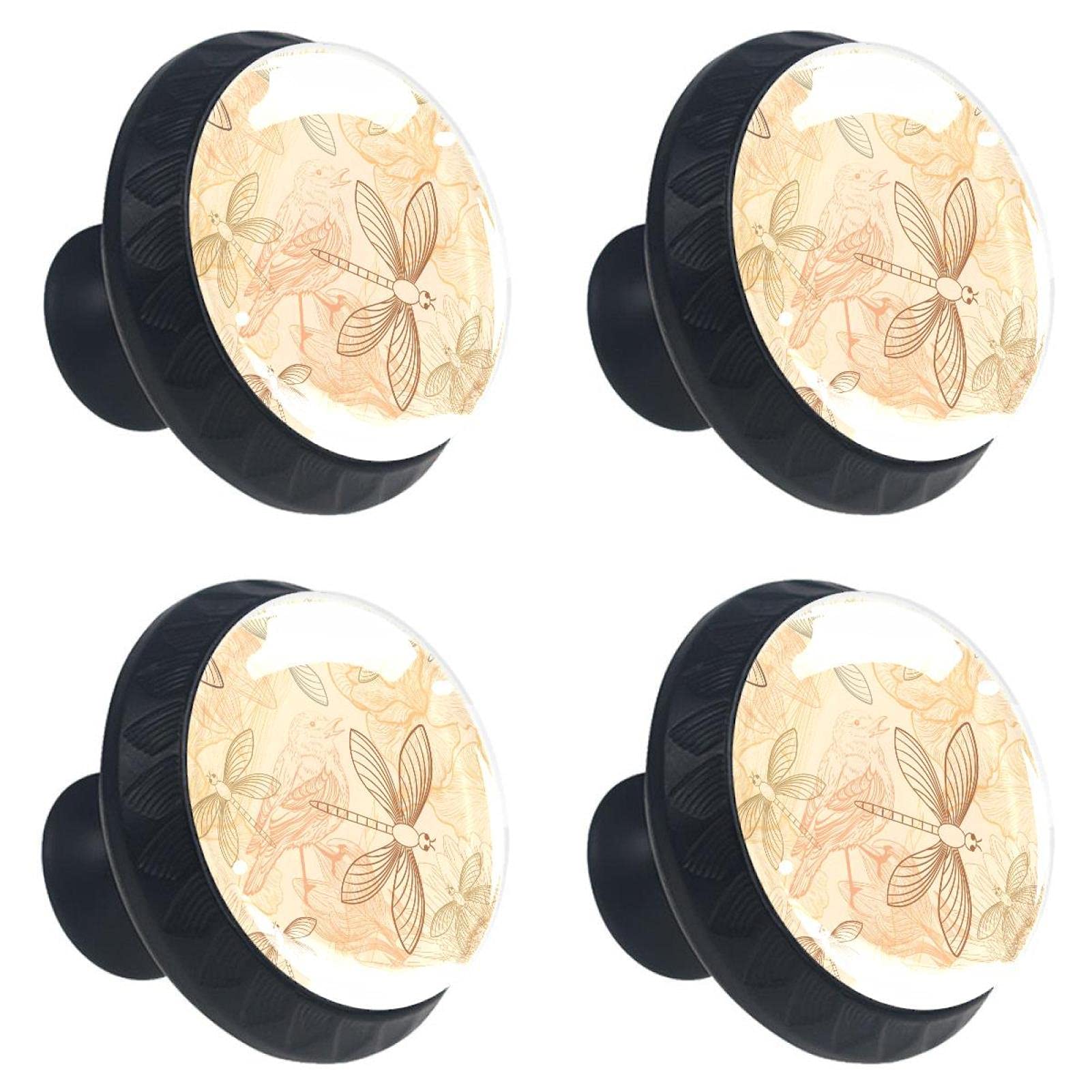 Boutons de tiroir libellule perroquet tournesol design multicolore pour meuble