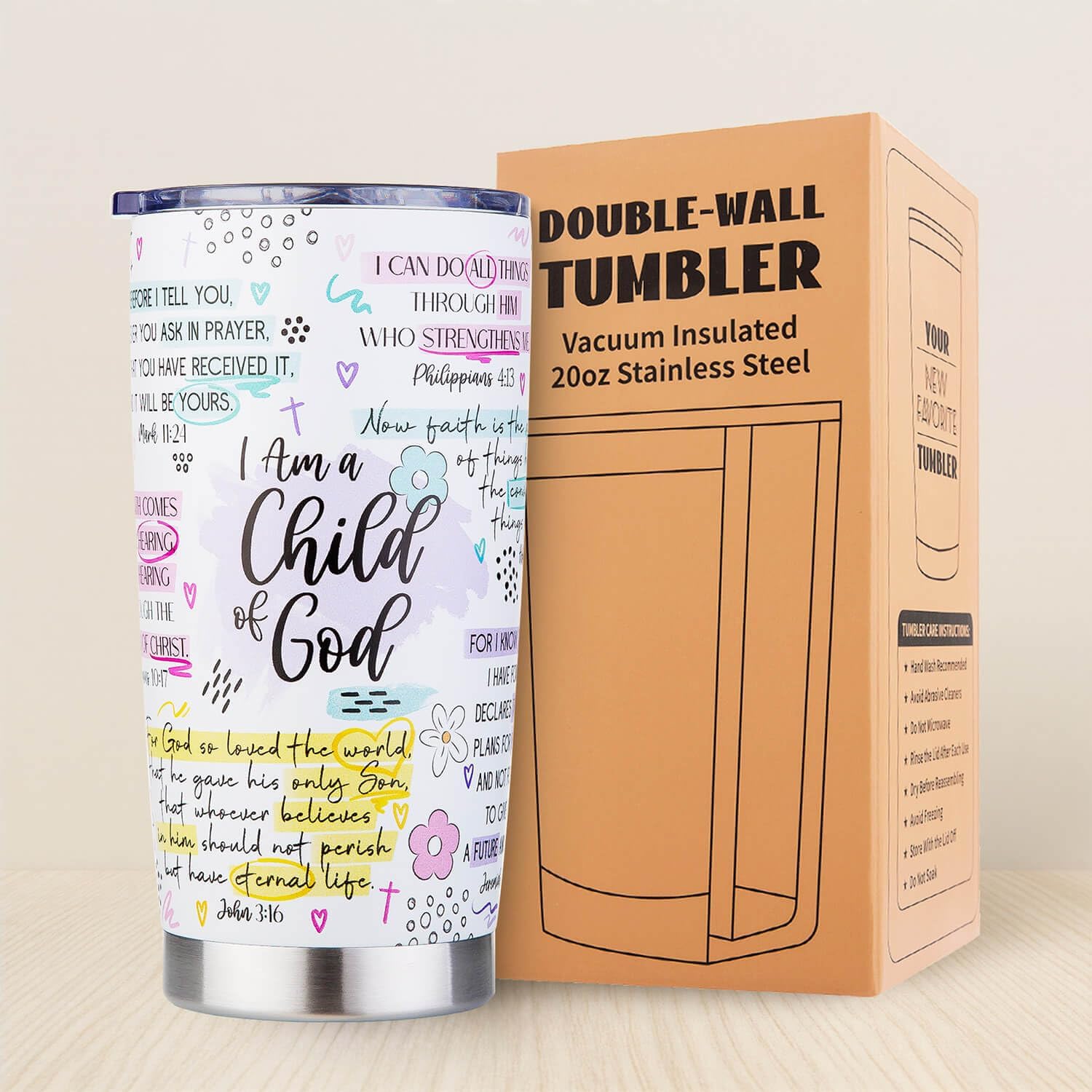 Christian Gifts for Women Faith, Insulated Stainless Steel Tumbler with Bible Verse, Christian Coffee Cup for Mom, Teen Girls - I Am A Child of God - 20oz Jesus Mug for Birthday Mothers Day Christmas - Image 7