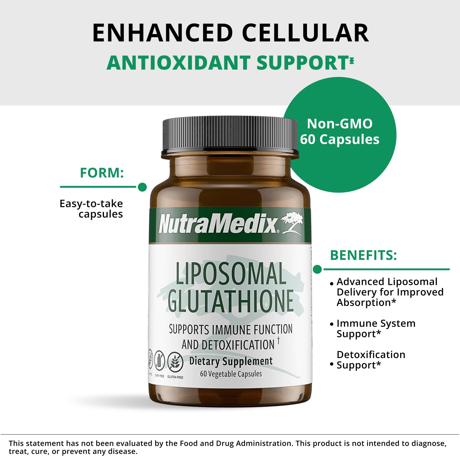 NutraMedix Liposomal Glutathione Supplement - L Glutathione for Full Body Detox, Cleanse and Immune Support - Formulated for Optimal Absorption