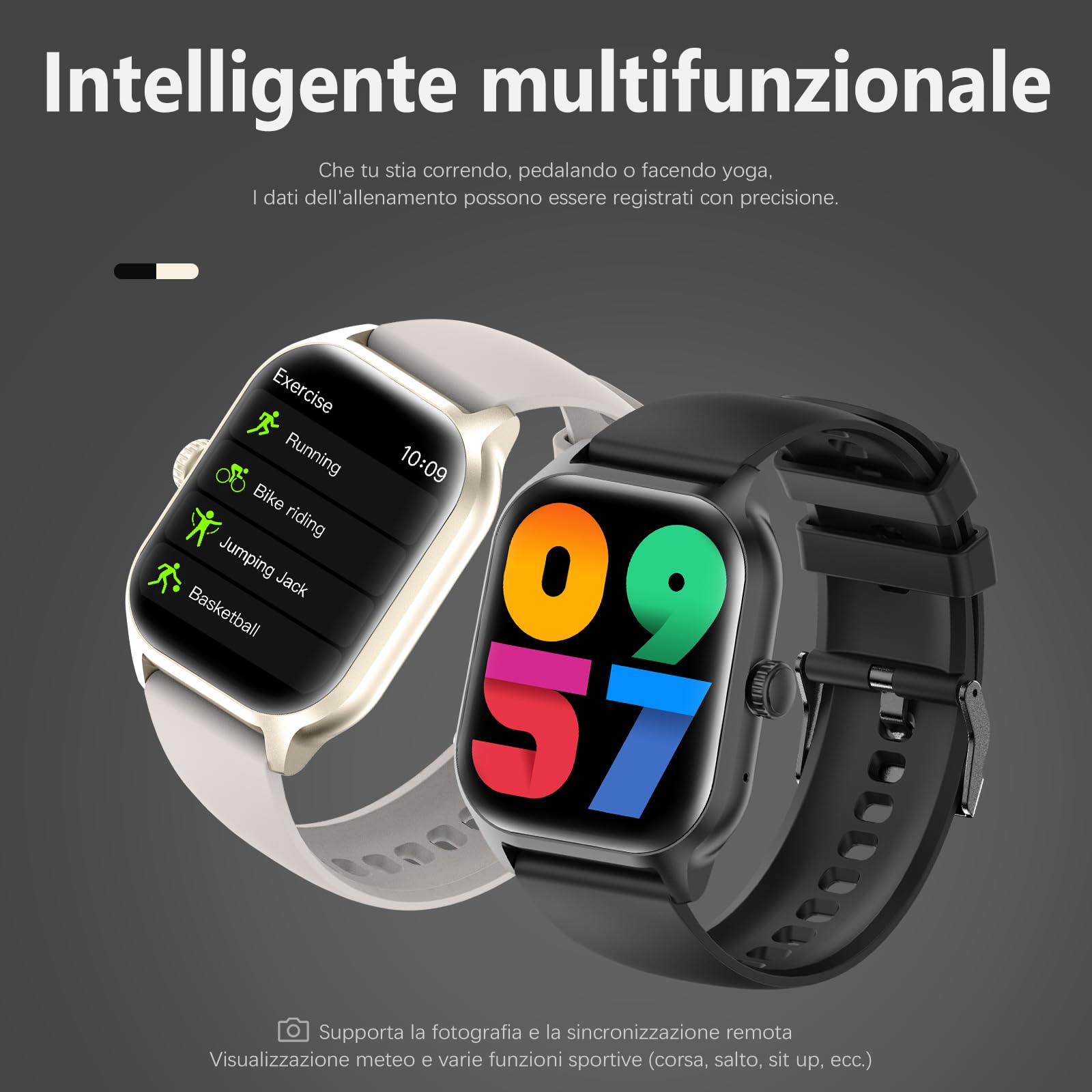 zaisia Smartwatch Uomo Donna con Chiamare/Rispondere, 2.01" Molteplici modalità Sportive Orologio Smartwatch con Contapassi/Sonno/Cardiofrequenzimetro, IP68 Orologio Intelligente per Andorid iOS