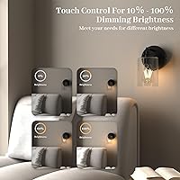 Vista 3 de Luces de pared regulables que funcionan con pilas, juego de 2 apliques de pared recargables sin cable, fácil de instalar, lámpara de pared negro