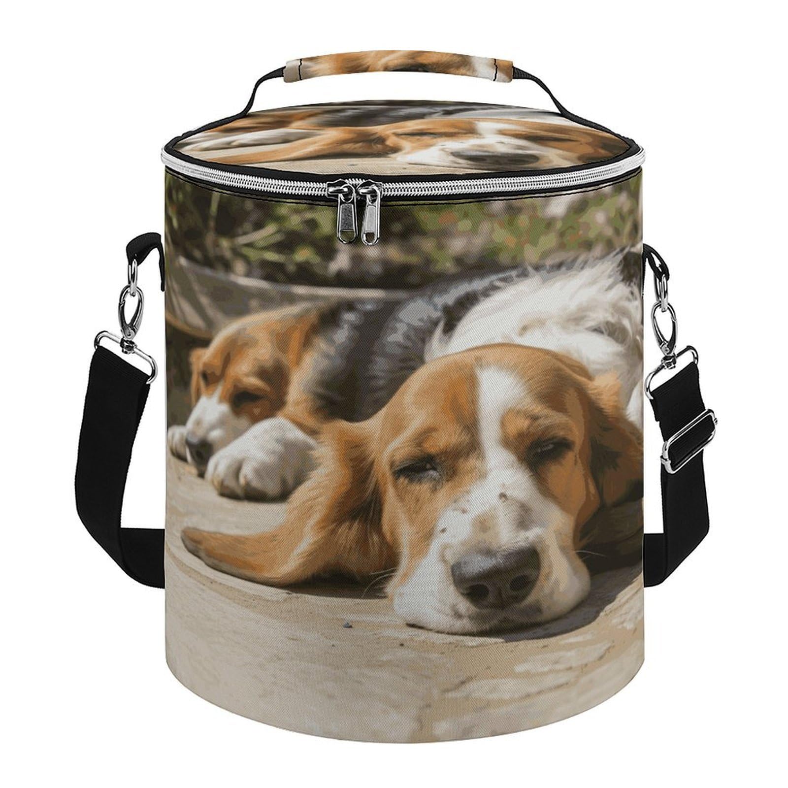 Borsa termica morbida con cane che riposa, multi-tasca, borsa da spiaggia isolata a prova di perdite, pieghevole, per spiaggia, viaggi, lavoro