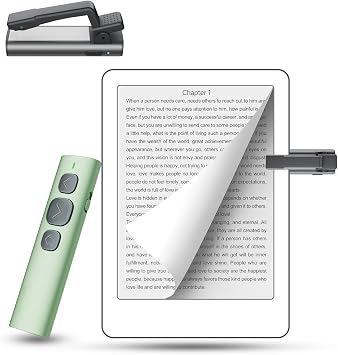 Page Turner Remote for Kindle Paperwhite Oasis Kobo eReaders, Compatible with Kindle E-Readers and Cases, Ideal for eBooks, Ergonomic Remote Control Clicker Reading NovelsGreen