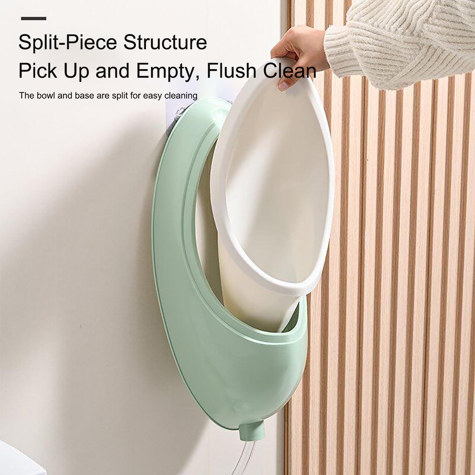 Urinal Sin Agua con Manguera, Desviador de Orina a Prueba de Salpicaduras con Surco de Profundidades, para El Hogar, Baño Exterior, Desviador de Orina, Baño(Green)