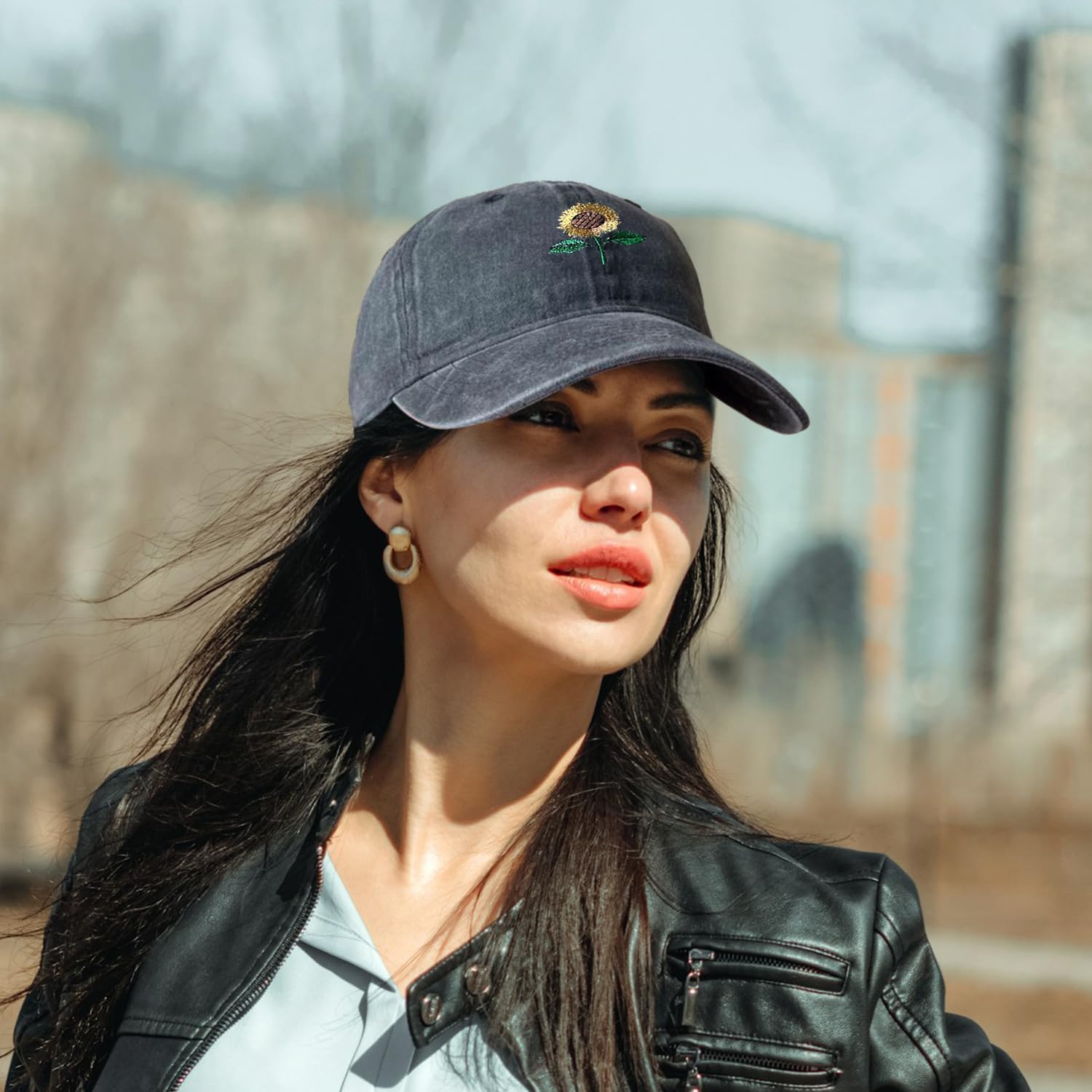 Sunflower Aadjustable Hat Smile Flower Baseball Cap 3D Embroidered Hats for Women Sun Hat - Image 2