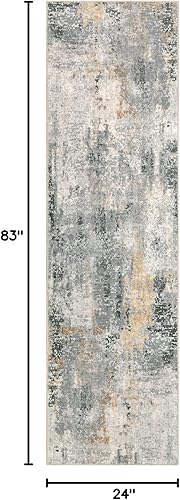Miniatura 2 de Lahome - Tapete moderno abstracto, 61 x 213 cm, gris, suave, pasillo largo, cocina, antideslizante, lavable a máquina, para interior, sala, baño,