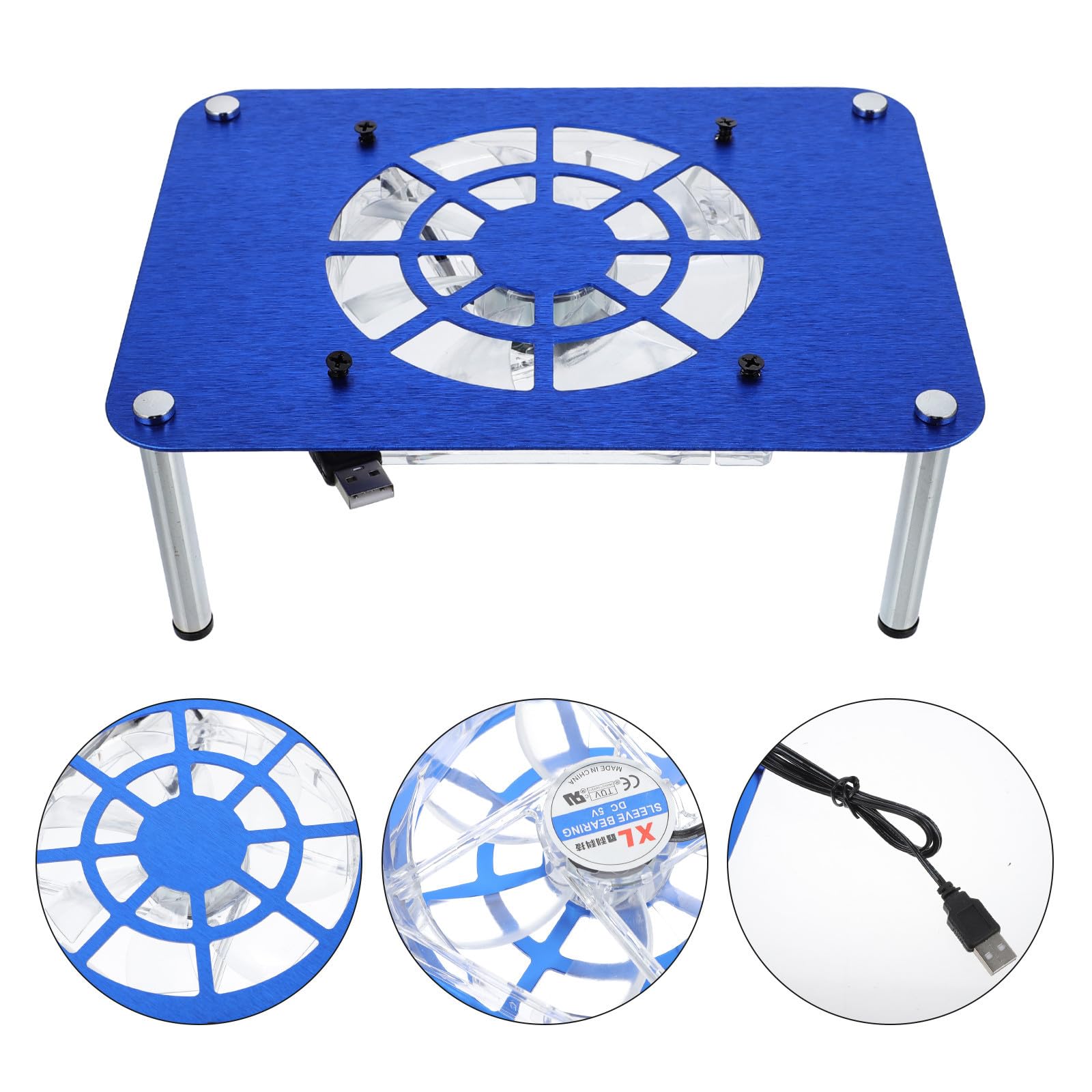 YARNOW Ventilador del radiador USB con soporte metálico para router y decodificador, sistema de enfriamiento silencioso para oficina y tienda azul
