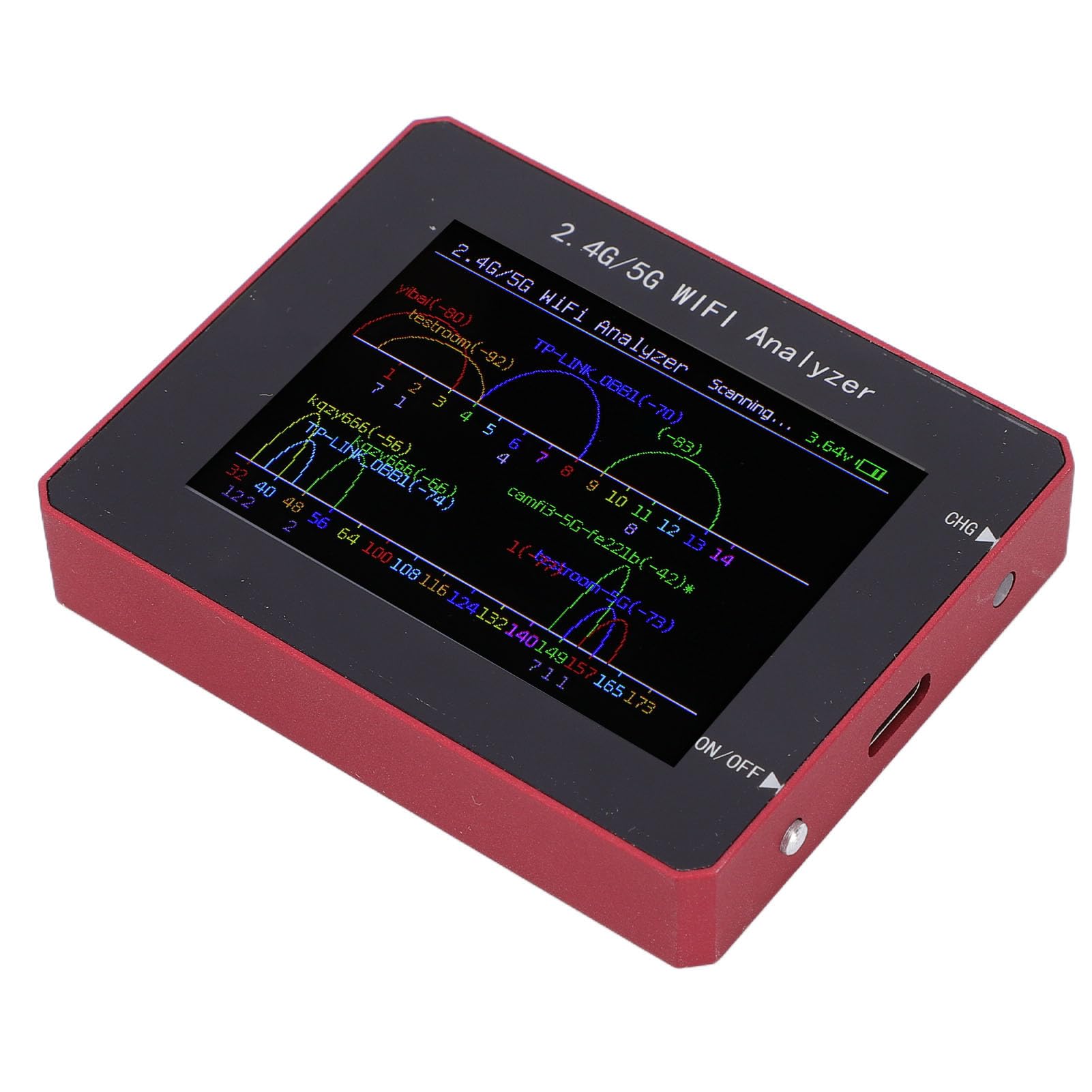 Analyseur WiFi, Scanner de Signal WiFi, Détecteur de Fréquence avec écran Couleur TFT 2,4 Pouces et Batterie 750 MAh, Idéal pour l'optimisation du Signal et la Sélection des Canaux