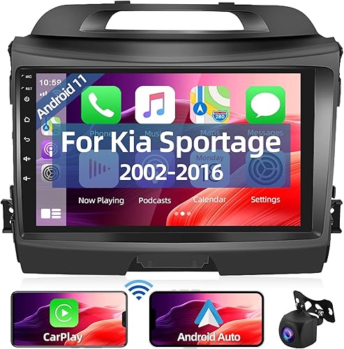 Radio de coche para Kia Sportage 2010-2016 con Carplay inalámbrico pantalla táctil HD de 9 pulgadas Android 11 estéreo para coche con navegación GPS