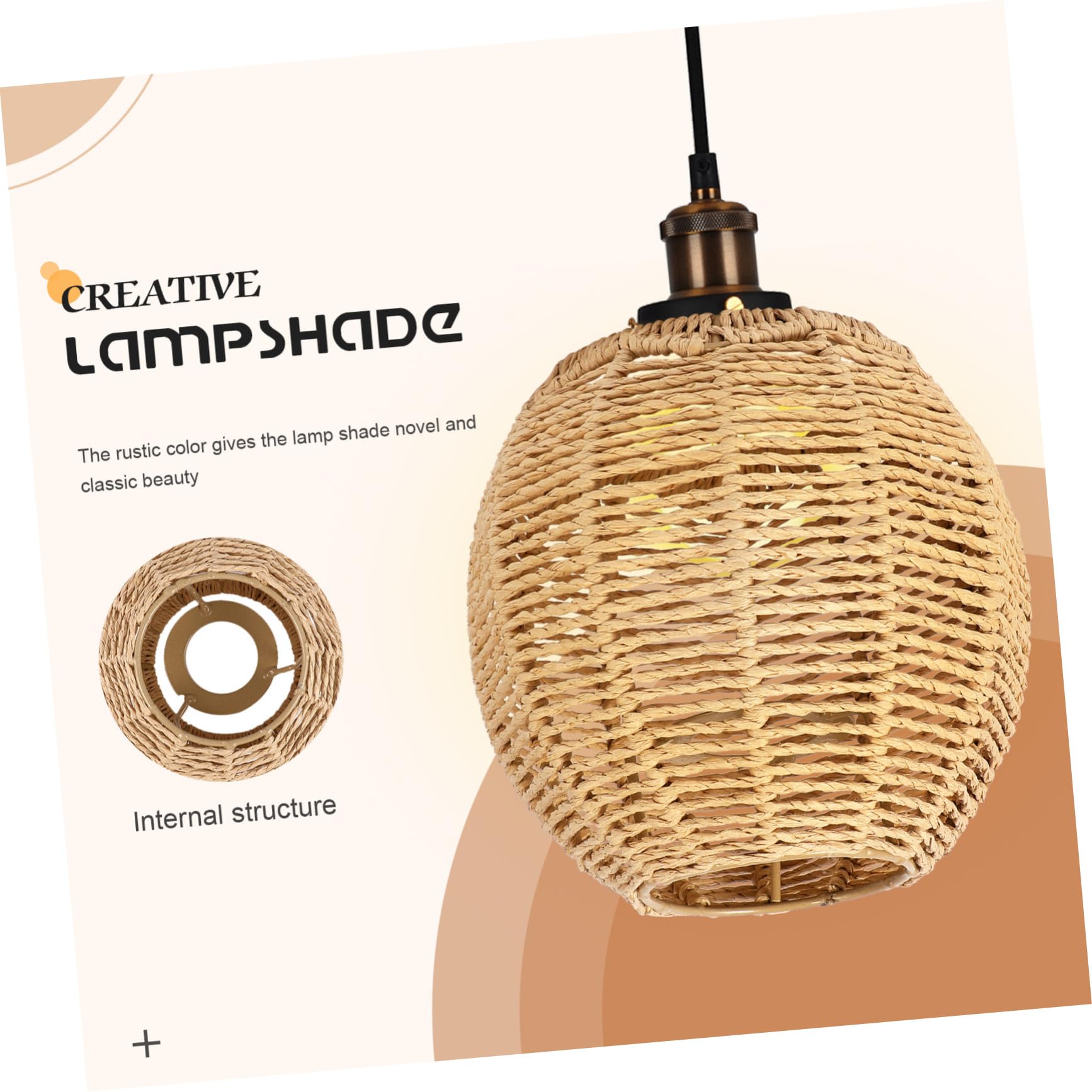 DOITOOL Rattan Lamp Shade, Small Wicker Lamp Shade,Woven Pendant