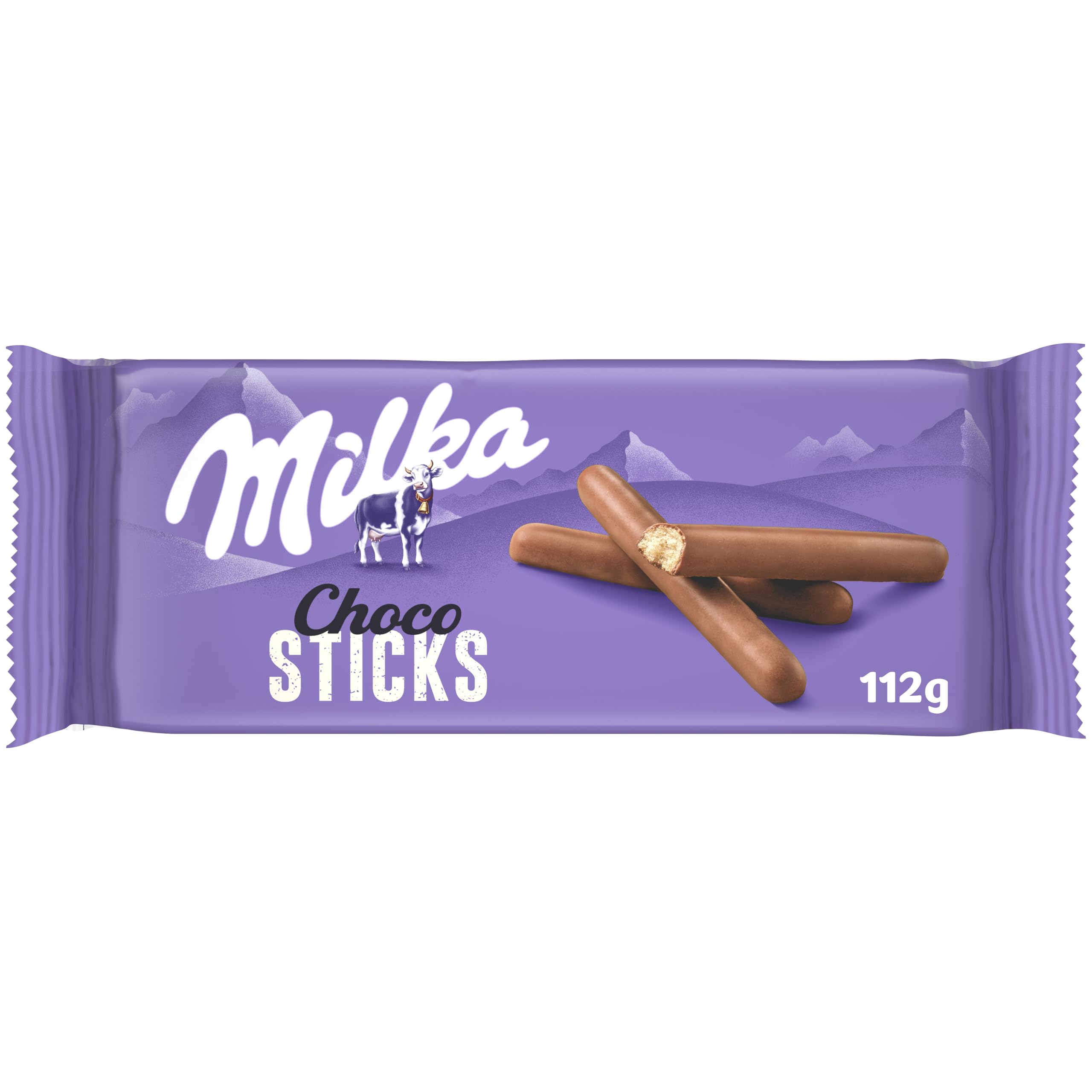 Milka Choco Sticks Palitos de Galleta Cubiertos de Chocolate con Leche de los Alpes, 112g