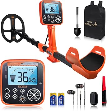 DD90 Dual D Coil Metal Detector, IP68 Waterproof, LCD Backlight | Adult Professional Gold & Silver Detector Set, for Beaches/Rivers