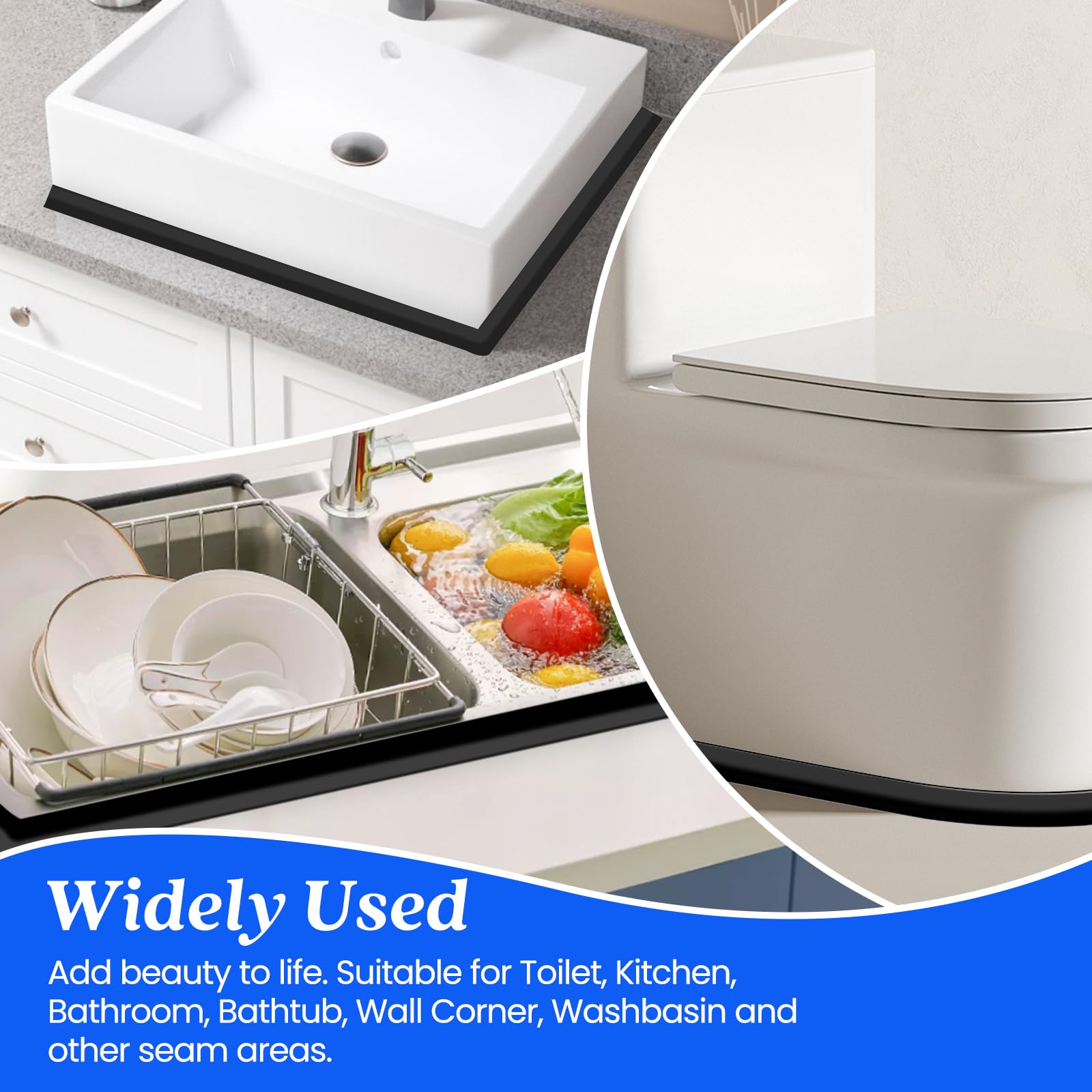 1 Roll 5M Caulk Tape Waterproof PVC Self Adhesive Bathroom Toilet Bathtub Caulking Tape Kitchen Sink Sealer Sticker Floor Tile Corner Wall Edge Sealant Strip - View #10