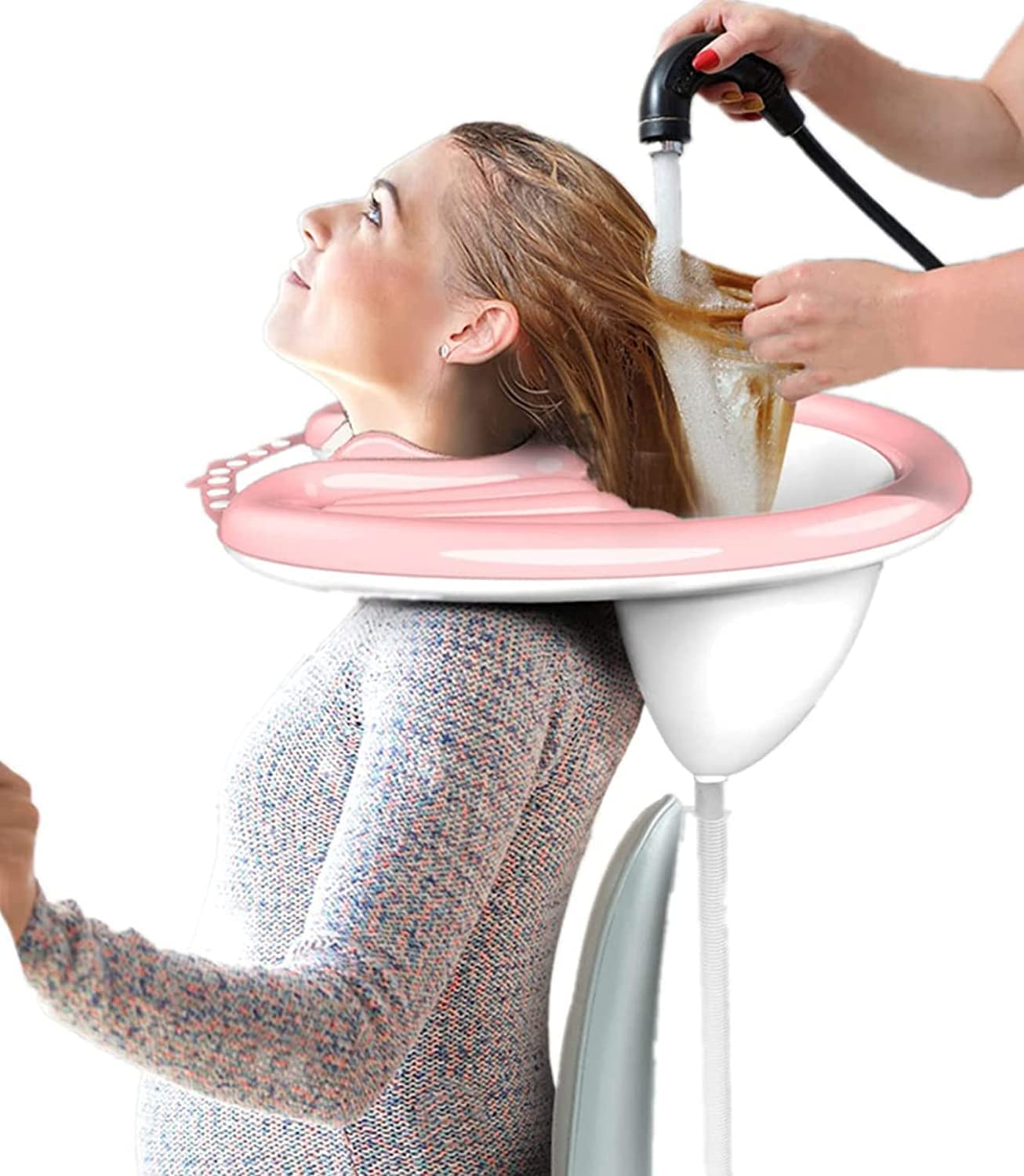 Lavabo pliable pour shampoing et bac de lavage de tête portable avec tuyau