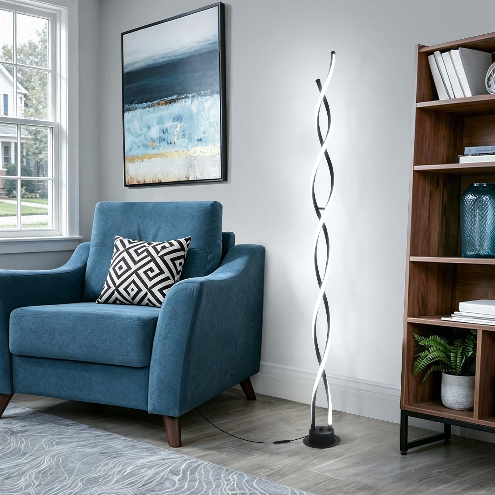 ADISUN 31W Modern Floor Lamp, LED Spiral Floor Lamp for Living