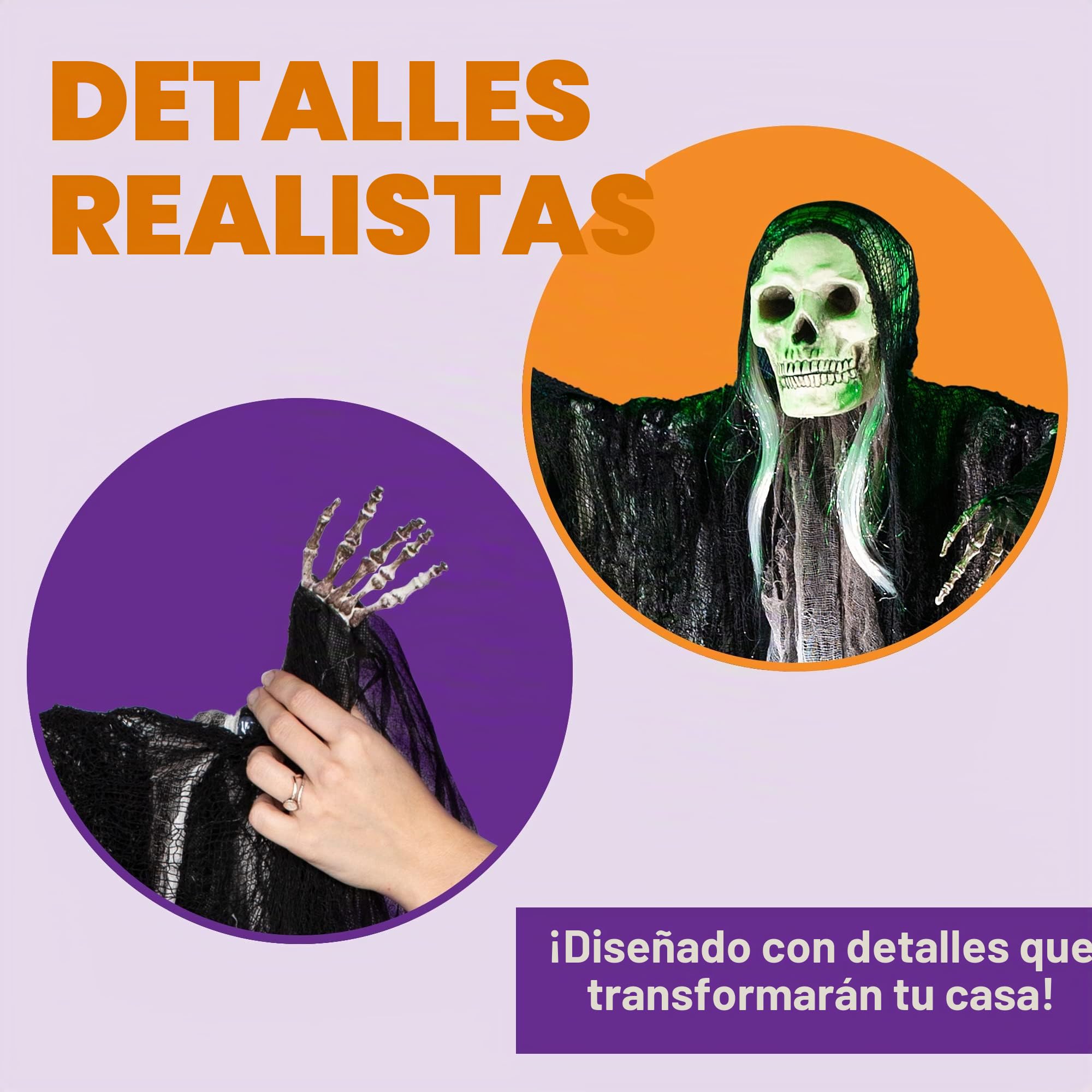 JOYIN Paquete de 3 Decoraciones Colgantes de Fantasmas de Esqueleto de Halloween, Parcas, Las Mejores Decoraciones de Halloween al Aire Libre