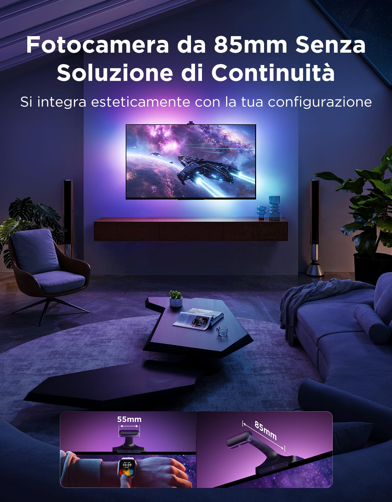 Govee TV Backlight 3 Pro con Tripla Telecamera HDR, RGBWWIC Striscia led TV | 5 in 1 LED, per 55-65 pollici, 75 LED/m, Supporta Filtro AI, APP Controllo Vocale, Sincro DreamView, Matter Alexa Compatibile