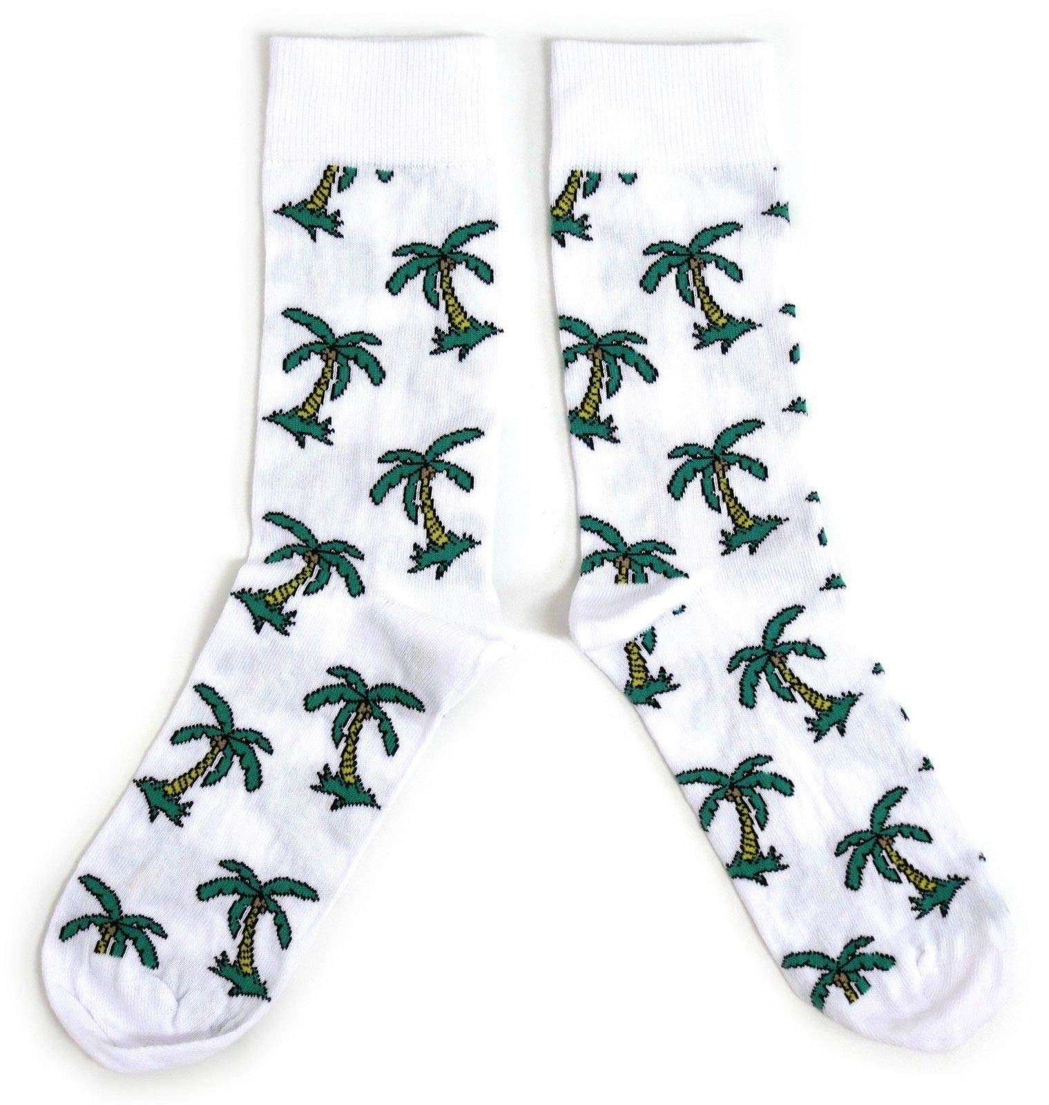 Sock Shack Men's White Palm Trees Socks Uk Size 6-11 / Eur 39-46 / Usa 7-12