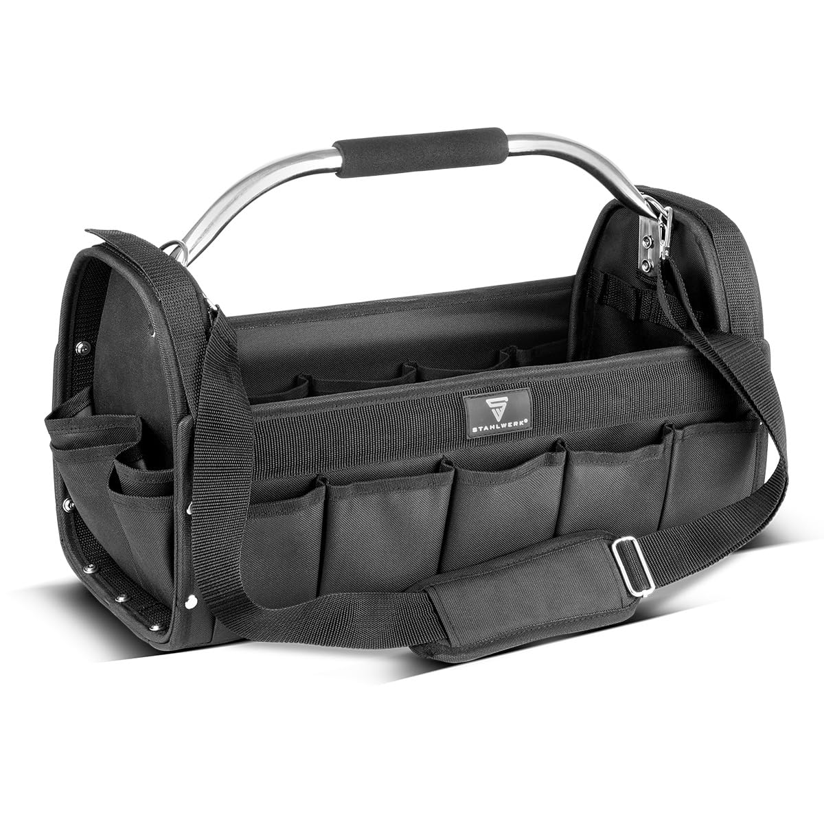 STAHLWERK Werkzeugtasche 18 Außentaschen, 10 Innentaschen, strapazierfähiges Polyester-Gewebe