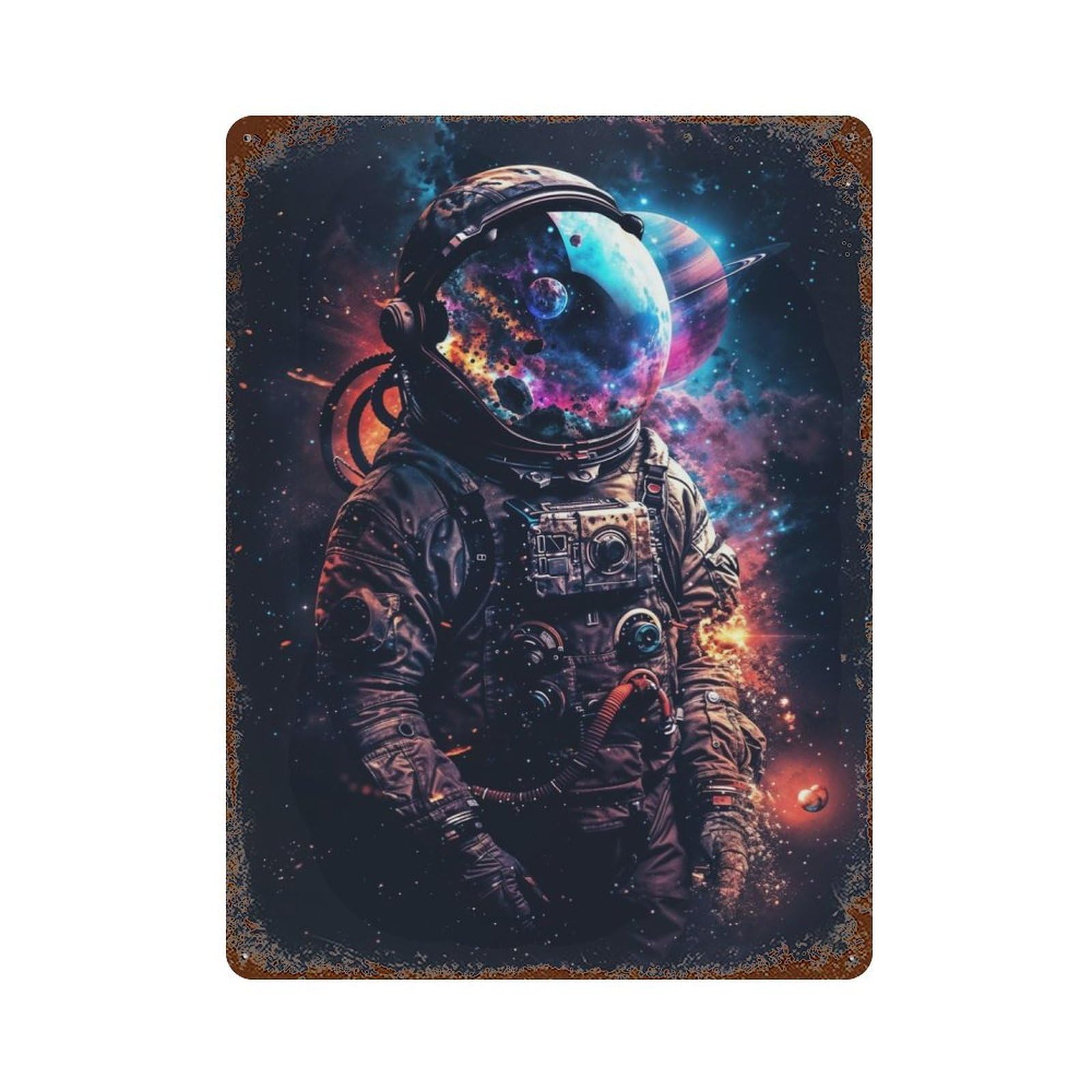 Vintage Rust Metal Sign Cosmic Reflections 15.7"x11.8", Novelty Wall Decor for Garage, Bar And Workshop Decor