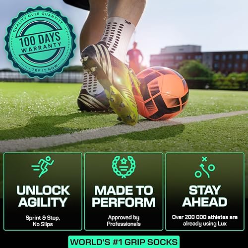 Miniatura 3 de LUX - Calcetines de fútbol antideslizantes para fútbol baloncesto hockey y deportes de agarre