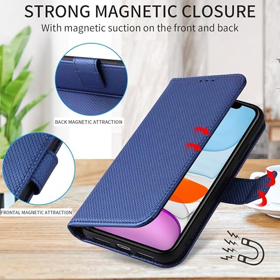 Personalized Leather Wallet Flip Phone Case for Honor 500 Smart,Custom Picture Image Name on Leather Flip Stand Cover Shockproof Protection for 500 Smart Case-Blue-K1