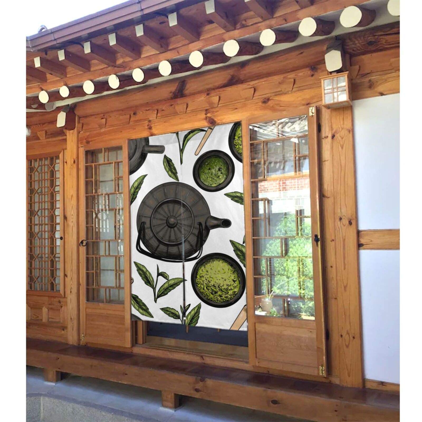 Amazon｜のれん 抹茶 茶道 日本 おしゃれ 目隠し ロング 間仕切り 暖簾 