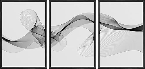 Miniatura 21 de SIGNLEADER Lienzo enmarcado para pared, juego de arte de collage de polígonos retro marrón tostado, ilustraciones con formas abstractas, arte