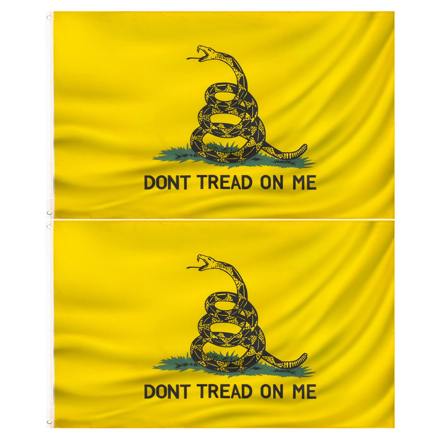 PZACHUGY 2PCS DONT TREAD ON ME FLAG 3x5 FT Polyester USA gadsden flag outdoor indoor Canvas Header and Double Stitched with two Brass Grommets