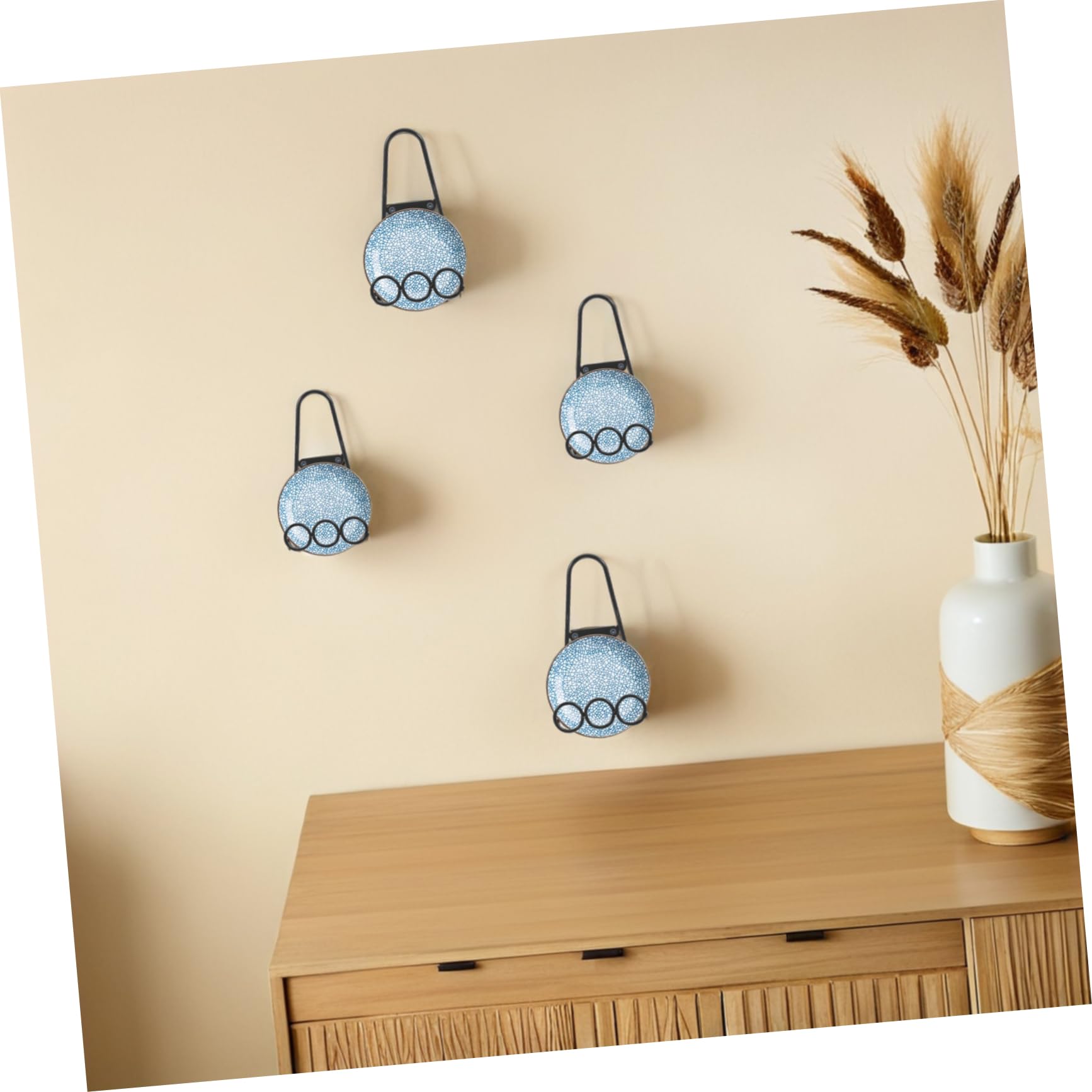 Hemobllo 4pezzi Portapiatti da Parete in Metallo Espositore Multiuso per Quadri Piatti e Foto Design Robusto e Flessibile per Decorazioni Casa e Ufficio