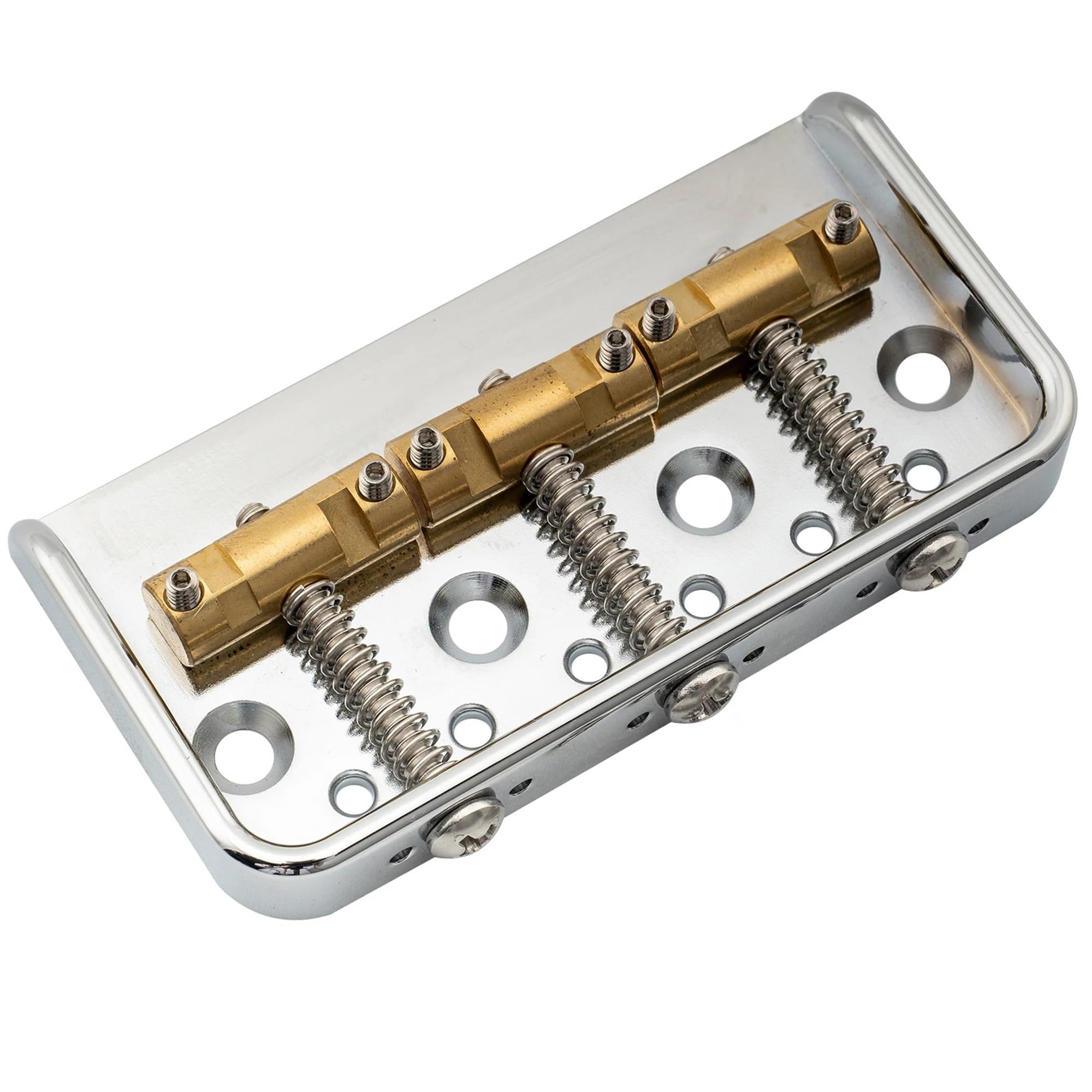Mostek Gitarowy Rozstaw Strun 54 Mm Pełna Solidna Aluminiowa Krótka Płyta Z Mosiężnym Mostkiem 3 Siodłami Kompensacją(Chrome)