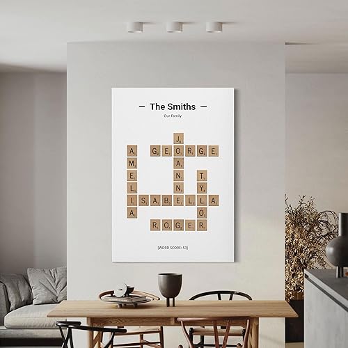 Miniatura 4 de Decoración de pared personalizada con crucigrama con nombre de familia, impresiones en lienzo personalizadas, impresión enmarcada, regalo