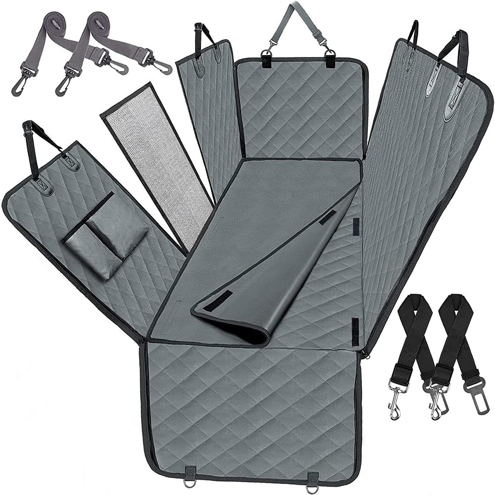 Cubre Asientos de Coche para Perros, Funda Coche Perros Asiento Trasero, Cubre Asientos Coche Perro con Ventana Protector Lateral, Funda Perro Coche Impermeable Antideslizante para Coche, SUV, Camione