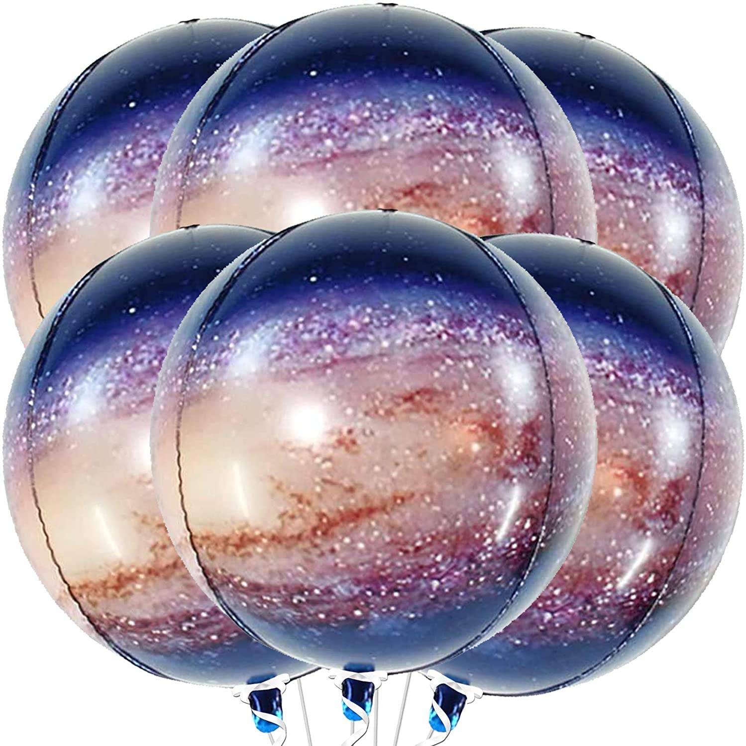 KatchOn, Big 22 Inch Galaxy Balloons - Pack of 6, earth Party Supplies | 360 Degree 4D Round Sphere Space Balloons for Galaxy Party Decorations | Planet Balloon for Outer Space Decorations