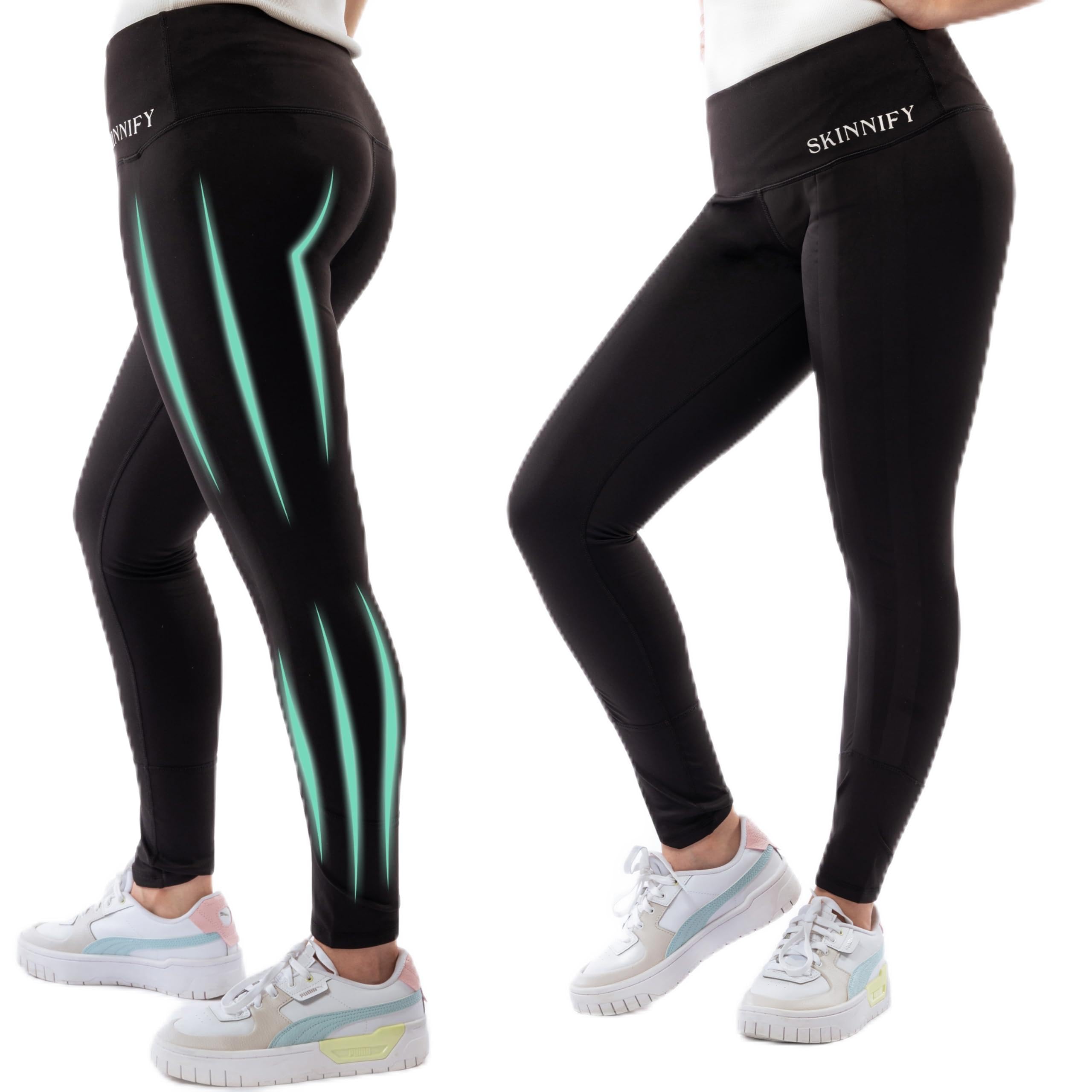 Skinnify Resistance Band Leggings for Women High Waisted Butt Lift Leggings Ladies Tummy Control Workout Pants Compression