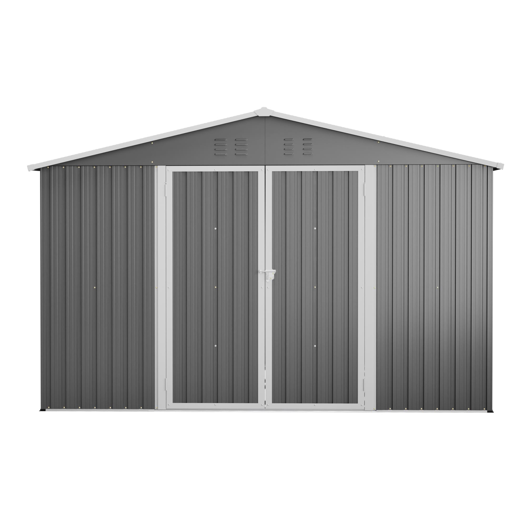 Casetta da giardino XXXL 300 x 252 x 191 cm, capanno in metallo con tetto a due ante scorrevoli, resistente alle intemperie, grigio, per moto, biciclette, attrezzi da giardino