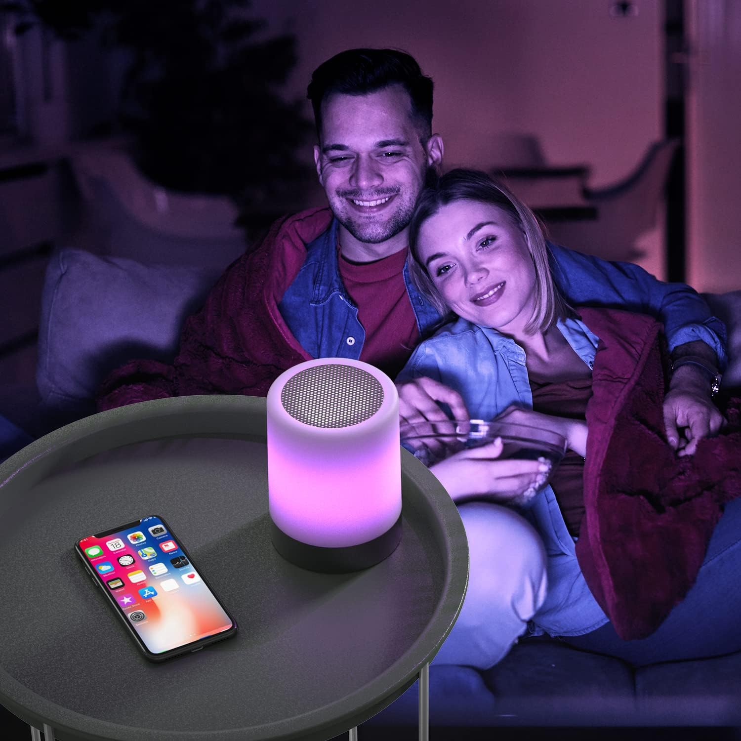 Elecstars Touch Bedside Lamp - with Bluetooth Speaker, Dimmable Color Night Light, Outdoor Table Lamp with Smart Touch Control, Best Gift for Men Women Teens Kids Children Sleeping Aid( Green) - - 