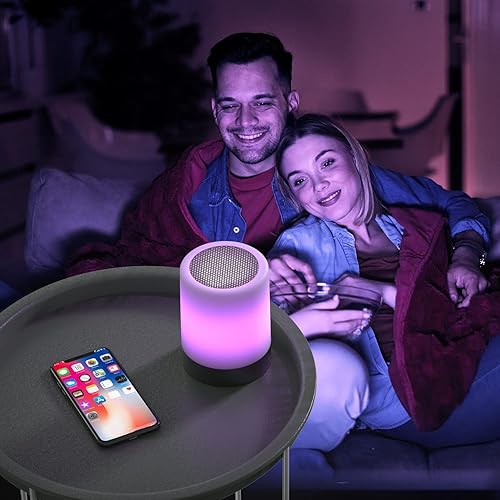 Miniatura 3 de Elecstars Lámpara de noche táctil con altavoz Bluetooth, luz nocturna de color regulable, lámpara de mesa para exteriores con control táctil