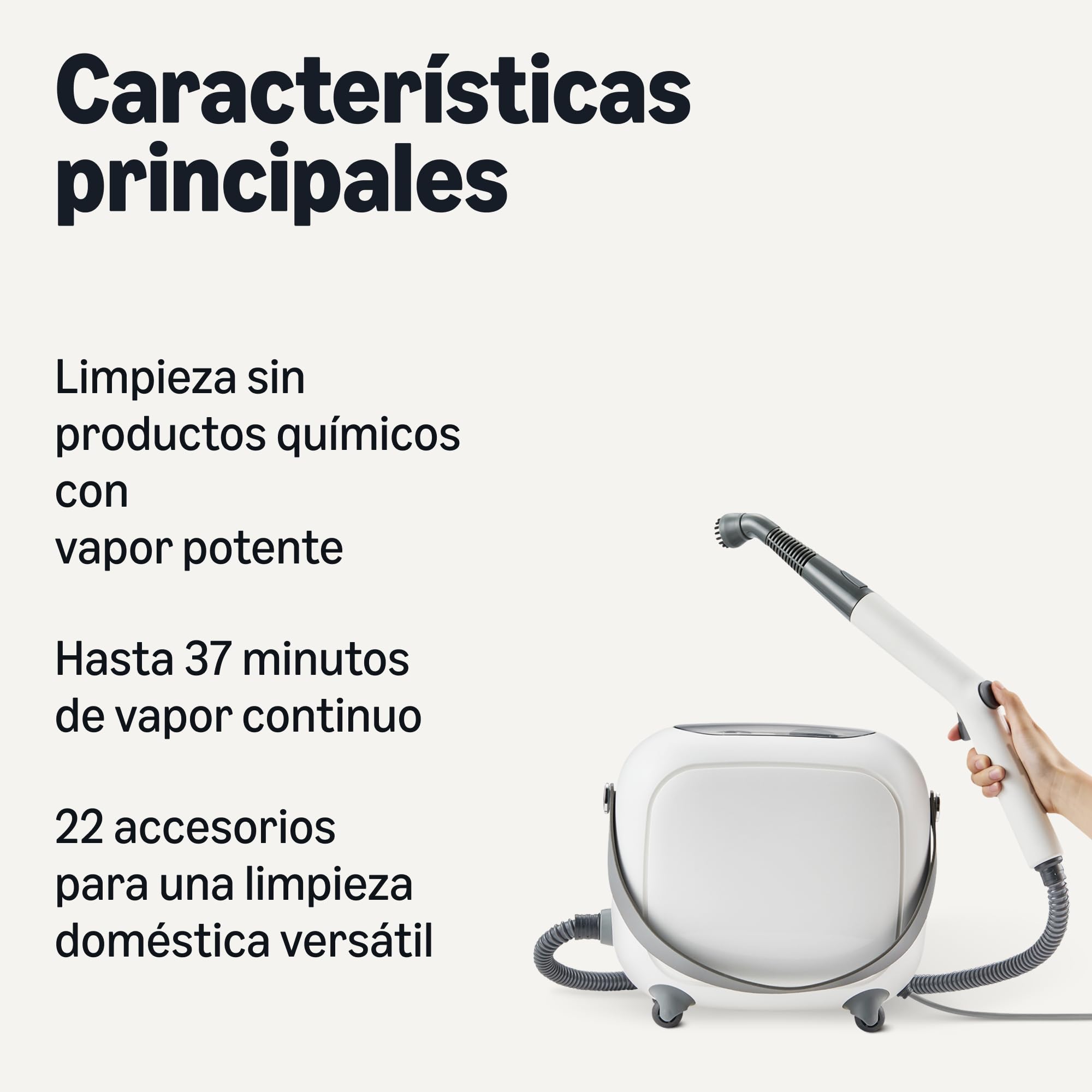 Amazon Basics Limpiador a Vapor Multiusos 1500W 1,5L 22 Accesorios Blanco