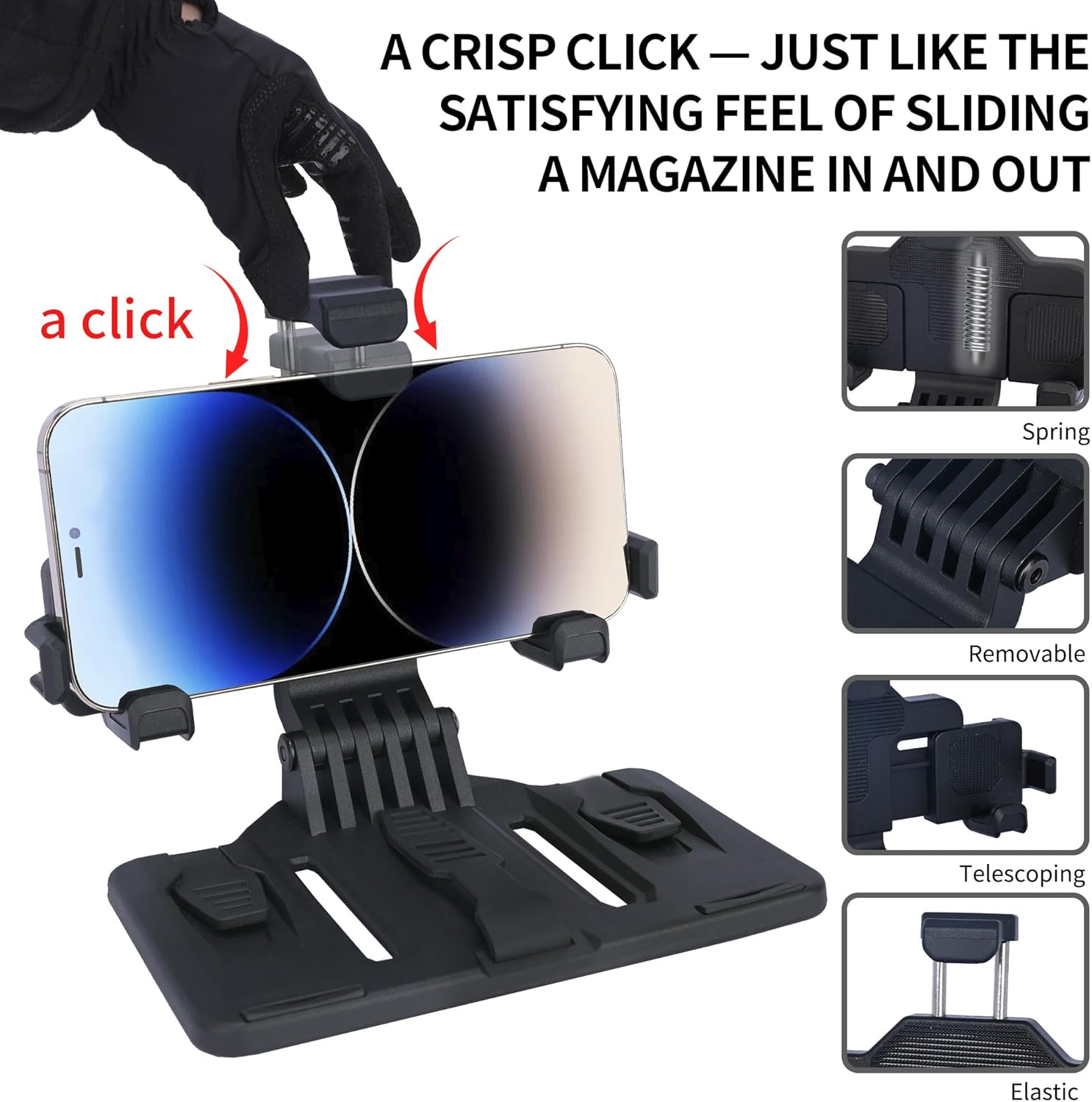 Tactical Gear Plate Carrier Vest Accessories, MOLLE Phone Chest Mount Holder for 6.0"-7.7" Screens, Quick-Release and Adjustable Tactical Phone Holder for Police Vest