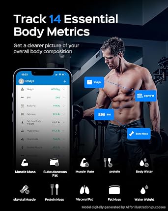 Smart Scale for Body Weight | On-Scale 7 Days' Trend Tracking, LED Display for BMI and Body Fat, Body Composition Analysis on App, 400lb/180kg Capacity