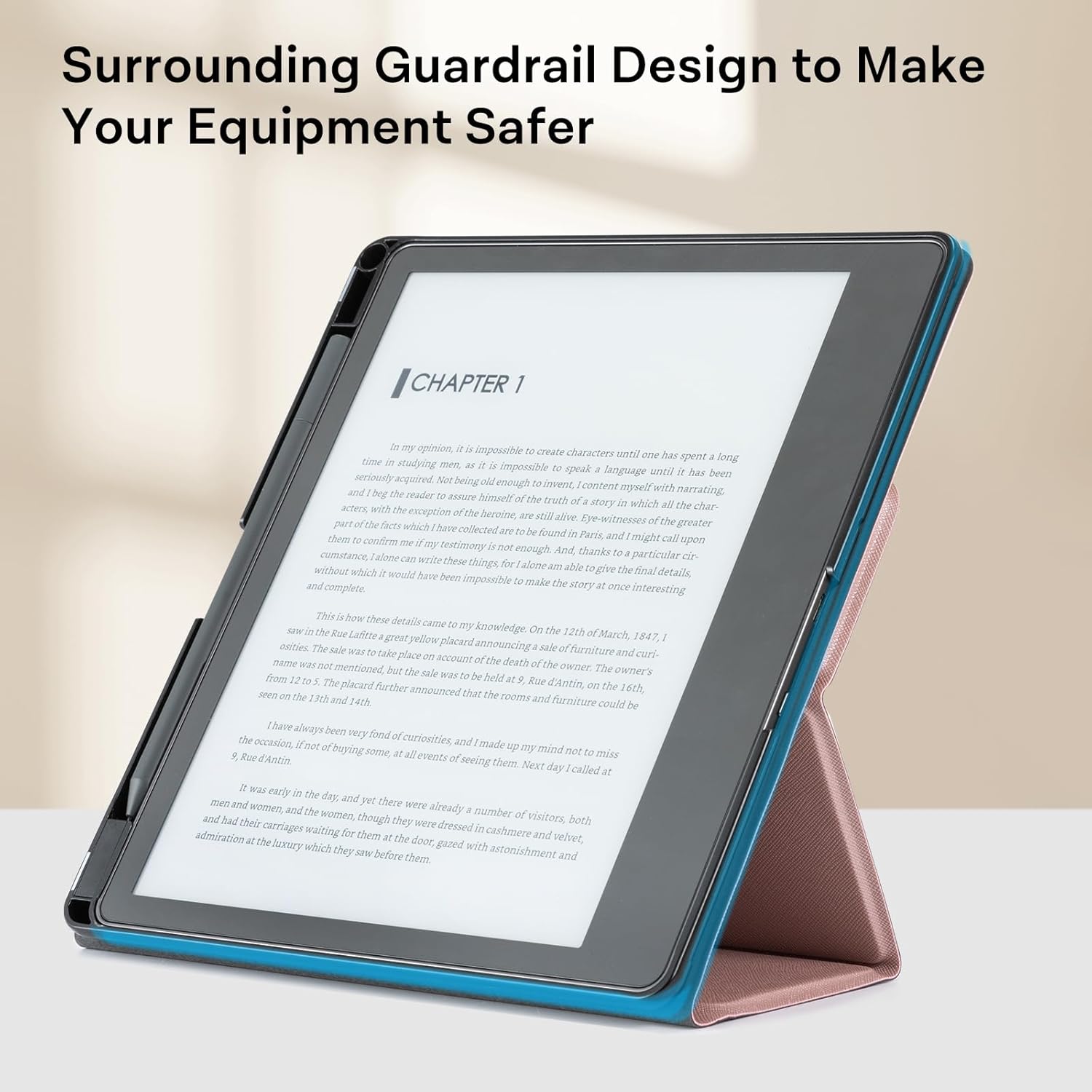 CoBak Case for Tablet Reader - All New PU Leather Cover with Auto Sleep Wake Feature for Tablet Reader 10.2" 2022 & 2024 Released with Pen Holder (not Compatible with Remarkable),Z-Rosegold