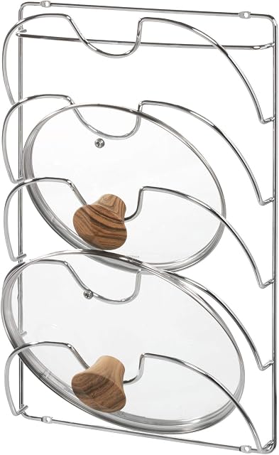 InterDesign Classico Kitchen Cabinet Storage Rack For Pot, Pan Lids, Chrome